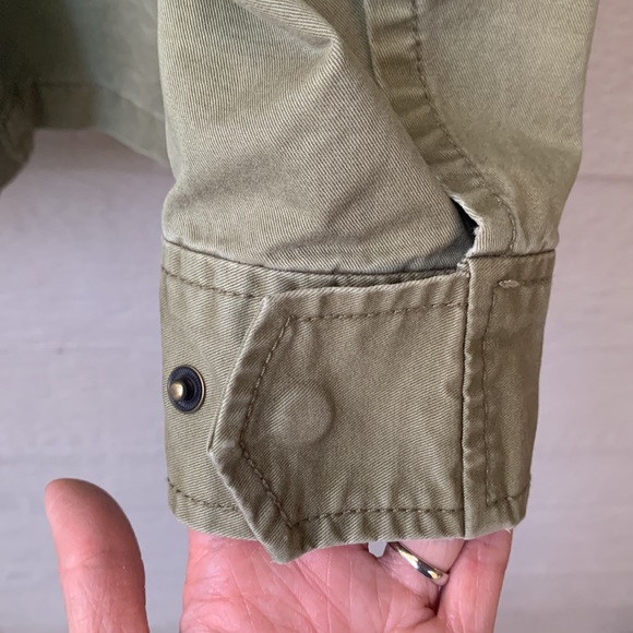 J.Crew Olive Green Twill Utility Jacket Cargo Pockets Drawstring Waist - Picture 6 of 7